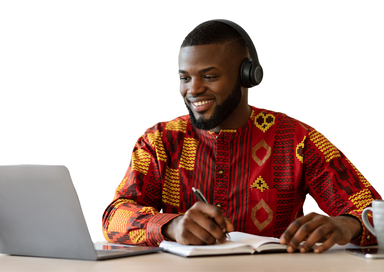 african man studying